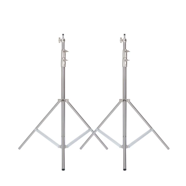2 Packs 110"/2.8M Stainless Steel Light Stand Spring Cuioned Heavy Duty Tripod Stand Speedlight Strobe Light Softbox Umbrella